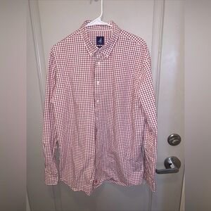 Johnnie-O Men’s Red Gingham Button Down Size L Golf Preppy